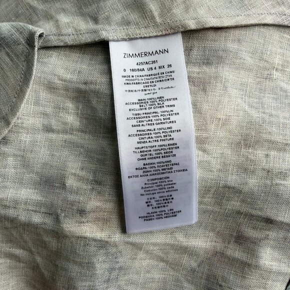 NWOT ！Zimmermann Linen Rebellion Floral Mini Dress- Size 0/US4 - Picture 10 of 10